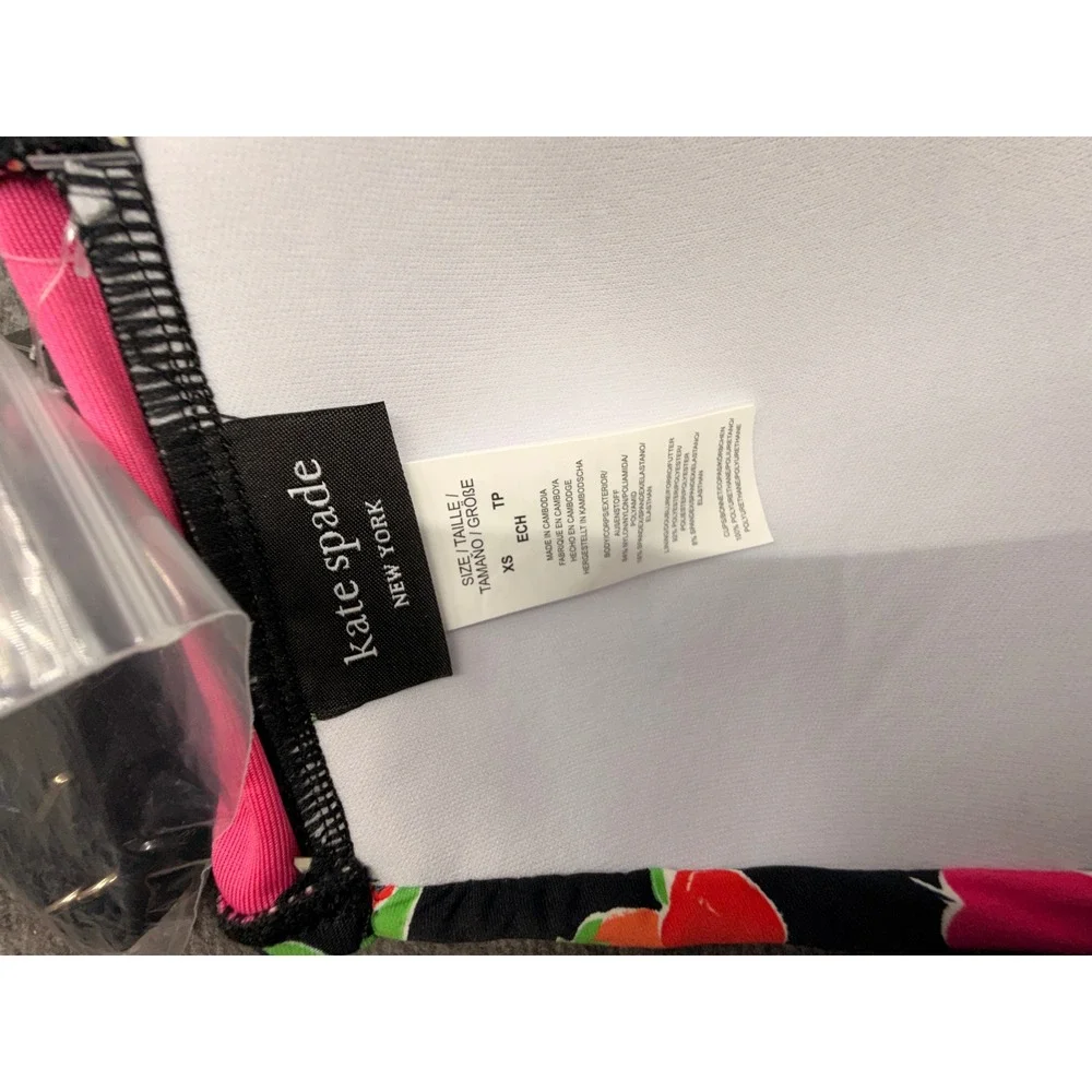 Kate Spade Black Fruit Print Bandeau Bikini Set Neon Two Piece Swimsuit NWT